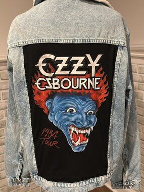 Ozzy Osbourne Denim Jean Jacket with Soft Fur Collar